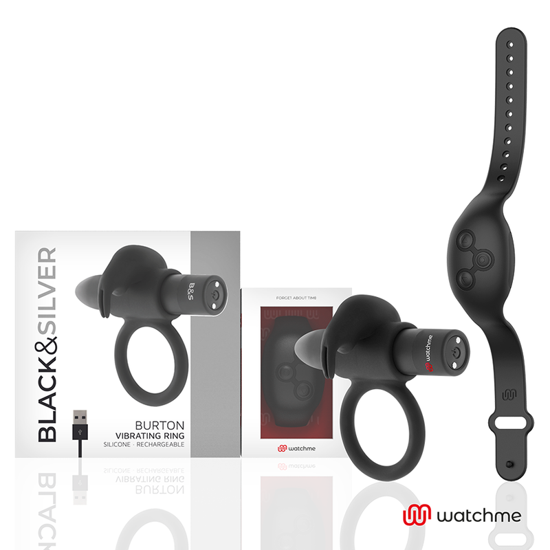 Black Silver Burton Remote Control Cockring Watchme - 3