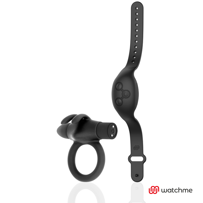 Black Silver Agron Remote Control Cockring Watchme - 5