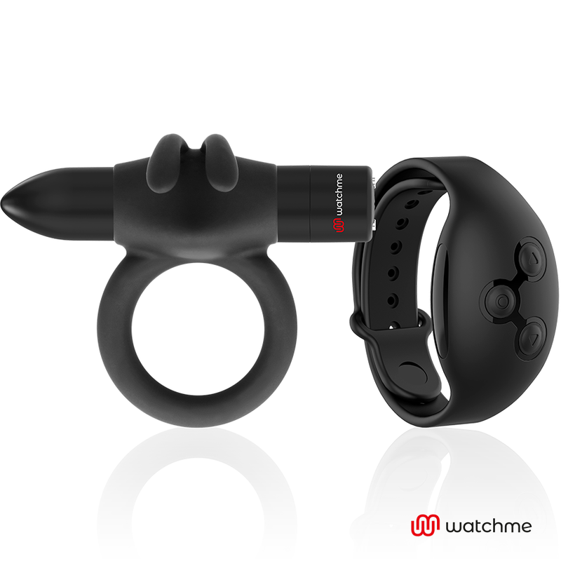 Black Silver Agron Remote Control Cockring Watchme - 3