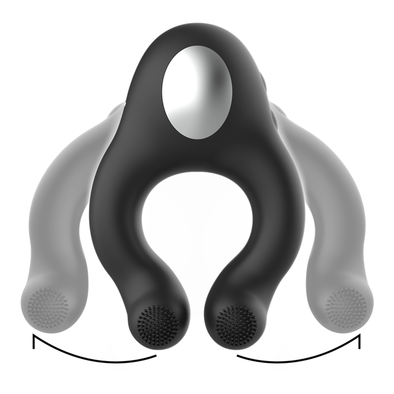 Black Silver Silicone Vibrator Ring 3 Motors Rechargeable - 4