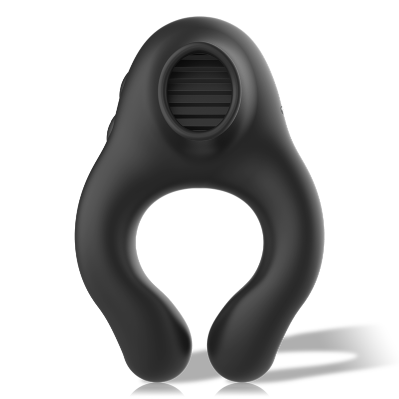 Black Silver Silicone Vibrator Ring 3 Motors Rechargeable