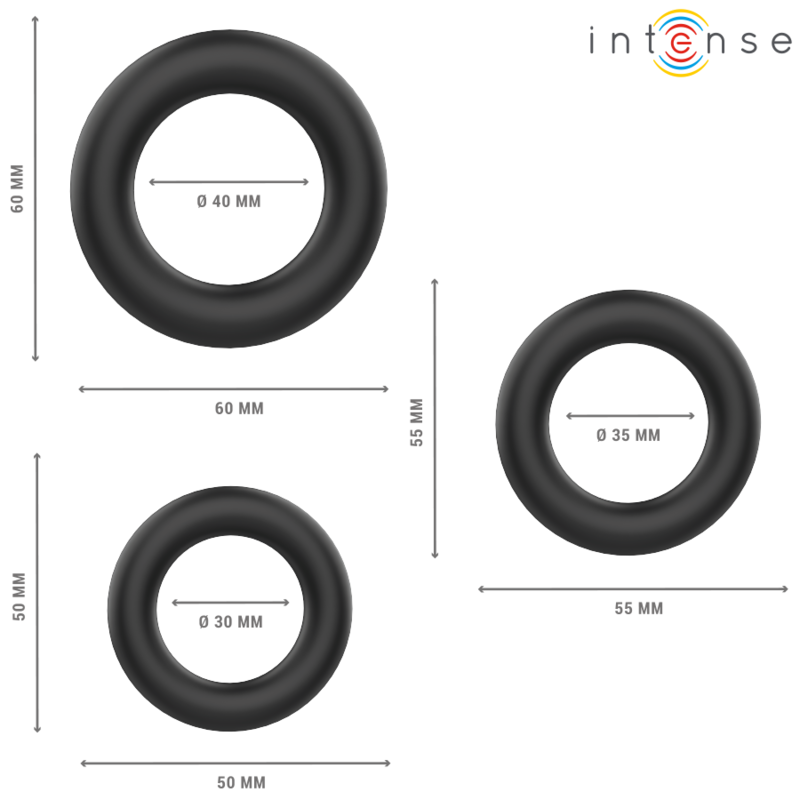 Intense For Him Hugh 3 Basic Silicone Penis Rings - 3