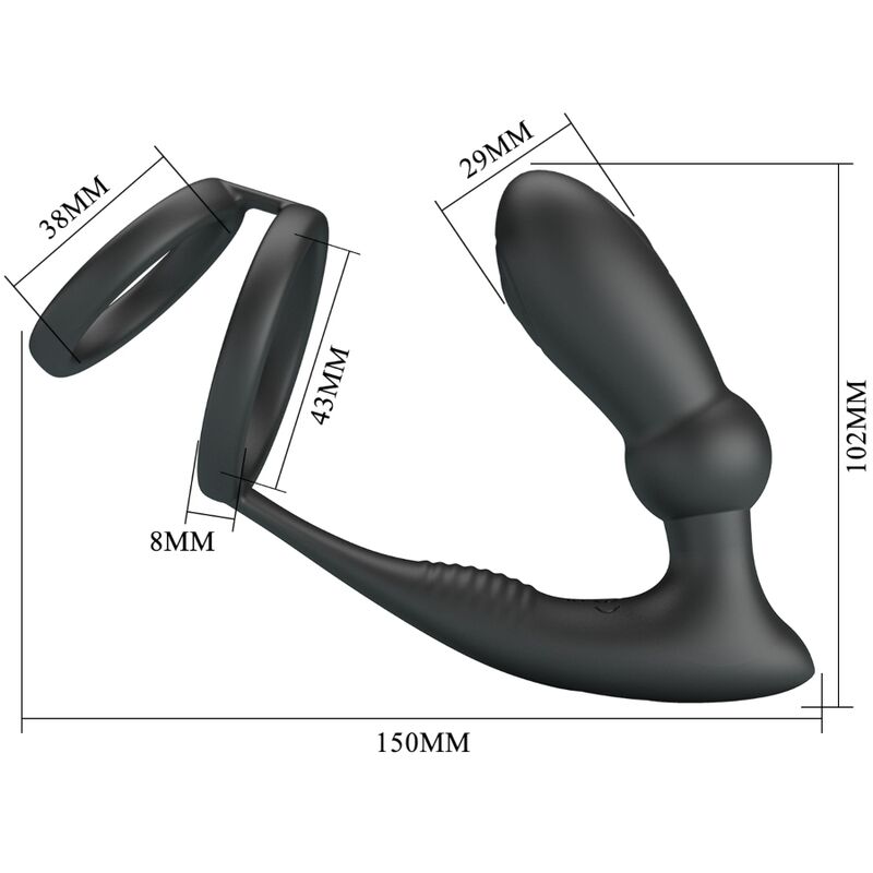 For Him Pretty Love Emoni Penis Ring Anal Plug 12 Vibrations - 5