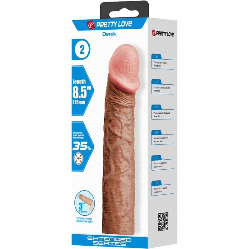 For Him Pretty Love Derek Penis Sleeve With 7 6 Cm Extension Mulatto - 5