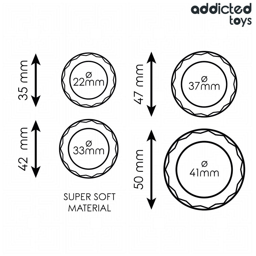 Addicted Toys Textured Cock Ring Set 4 Sizes - 5