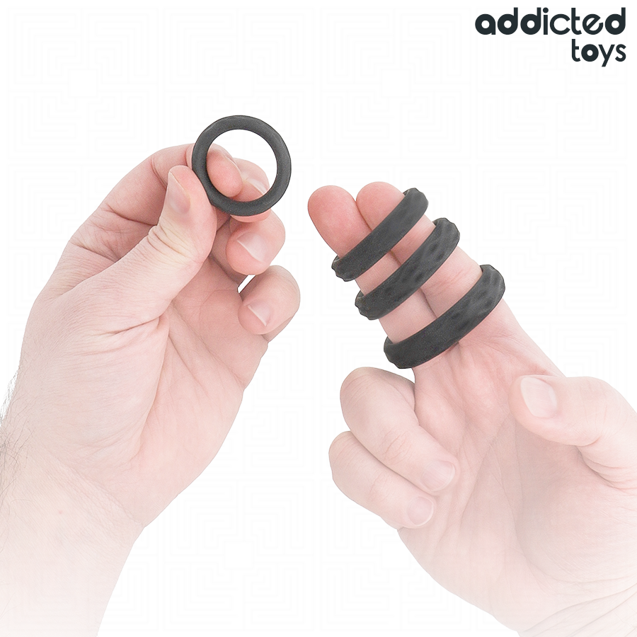 Addicted Toys Textured Cock Ring Set 4 Sizes - 2