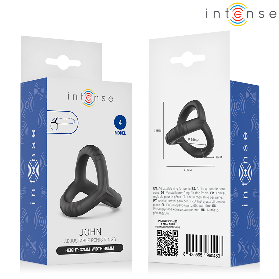 Intense For Him John Adjustable Triple Penis Ring - 5