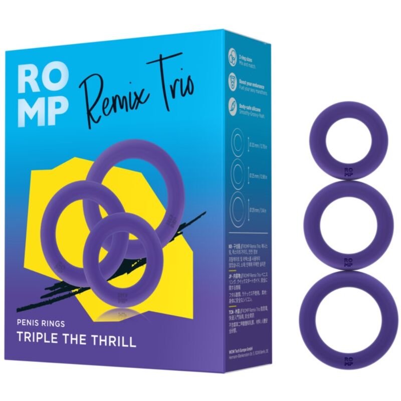 Romp Remix Trio Set Of 3 Silicone Penis Rings - 5