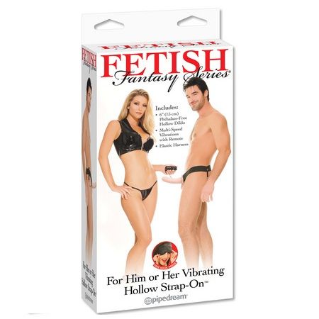 Fetish Fantasy Hollow Vibrator Harness For Him And Her Natural 14Cm - 2