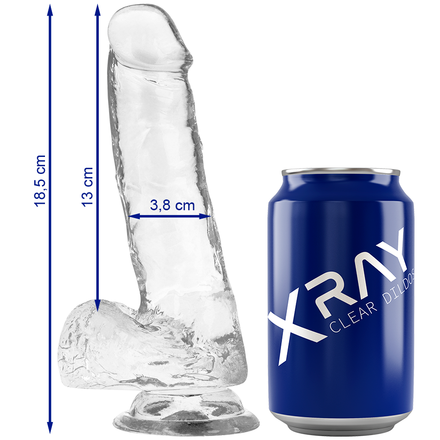X Ray Clear Cock With Balls 18 5 CM O 3 8 CM