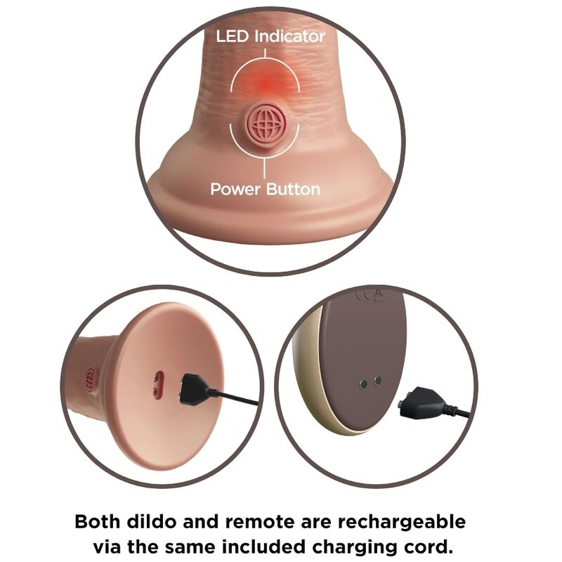 King Cock Elite Realistic Dildo Vibrator Silicone Remote Control 23 CM - 3