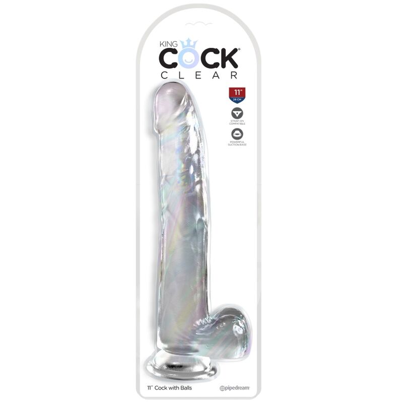 King Cock Clear Dildo With Testicles 24 8 CM Transparent - 2