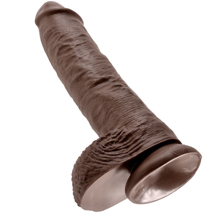 King Cock 10 Dildo Brown With Balls 25 4 CM - 5