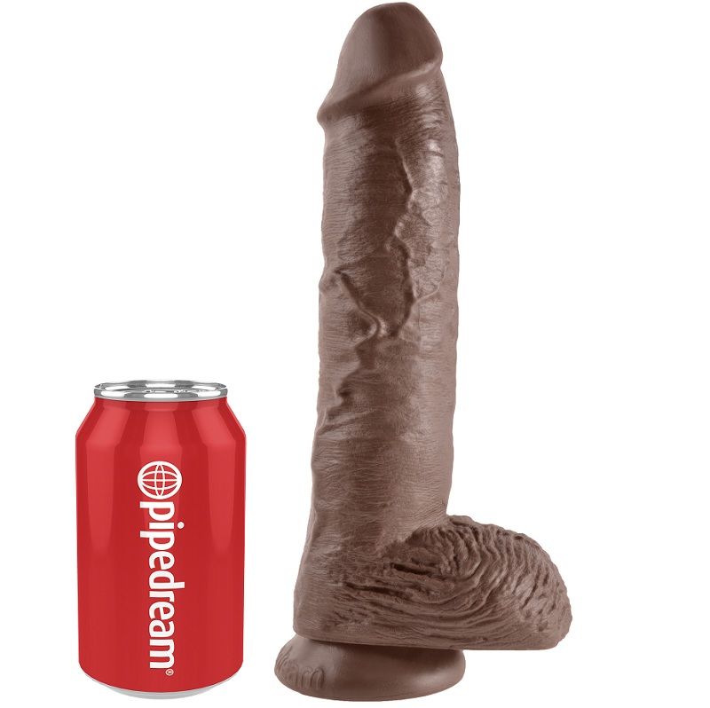 King Cock 10 Dildo Brown With Balls 25 4 CM - 4