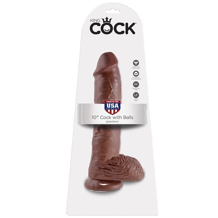 King Cock 10 Dildo Brown With Balls 25 4 CM - 2
