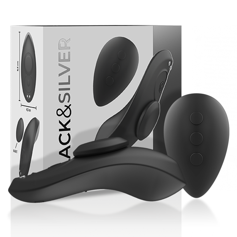 Black Silver Preston Rechargeable Silicone Vibrator Pantie - 2