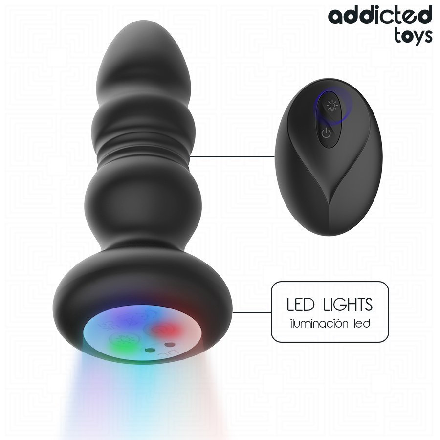 Addicted Toys Thrusting Vibrating Anal Plug LED Light Remote Control - 2