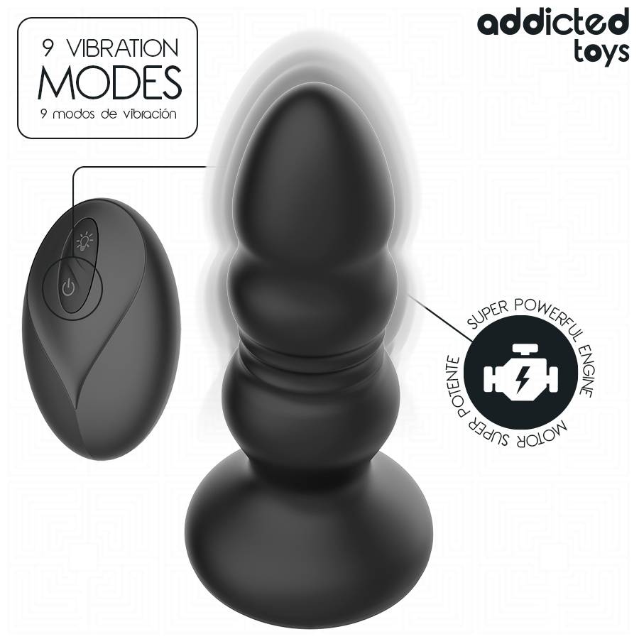 Addicted Toys Thrusting Vibrating Anal Plug LED Light Remote Control - 4