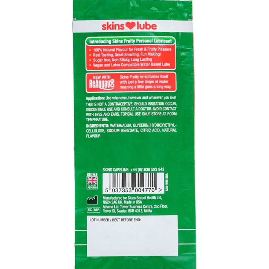 Skins Fruity Based Glidmedel Watermelon Single Dose 5 Ml - 2
