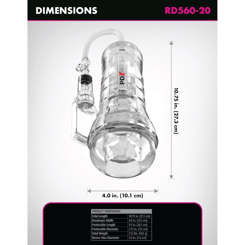 Pdx Elite Viewtube Vac Transparent Stroker With Suction Pump 27 3 Cm - 5