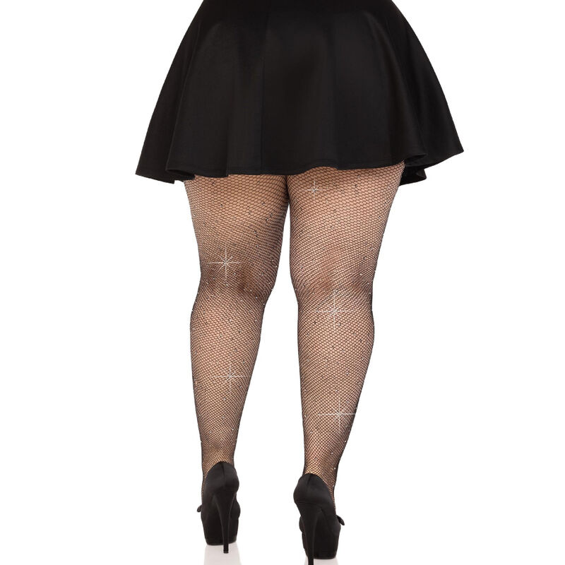 Leg Avenue Crystalized Mesh Stockings Plus - 5