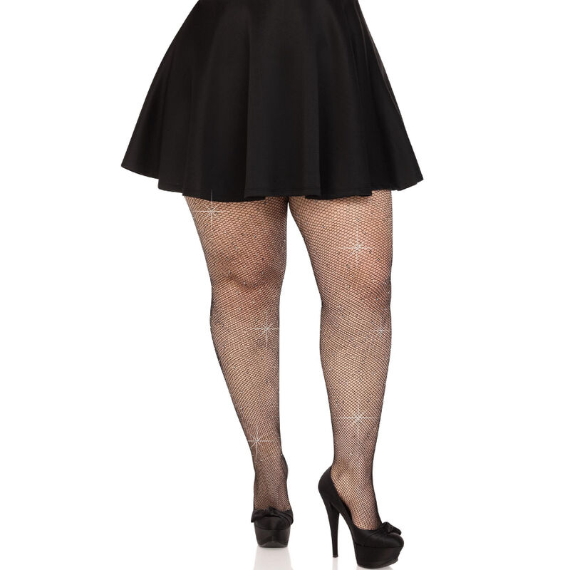 Leg Avenue Crystalized Mesh Stockings Plus - 2