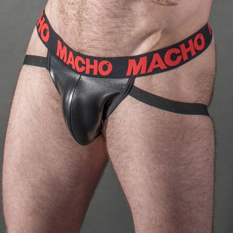 Macho Leather Jockstrap Röd - 7