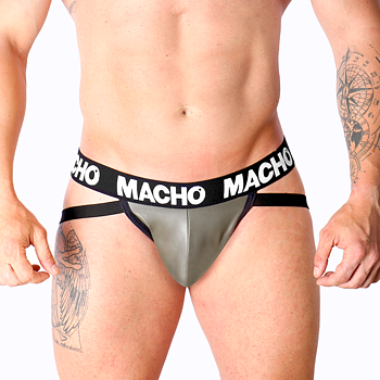 Macho Leather Jockstrap Grå/Beige