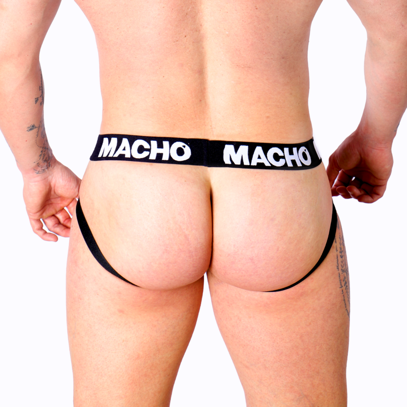 Macho Leather Jockstrap Grå/Beige - 7