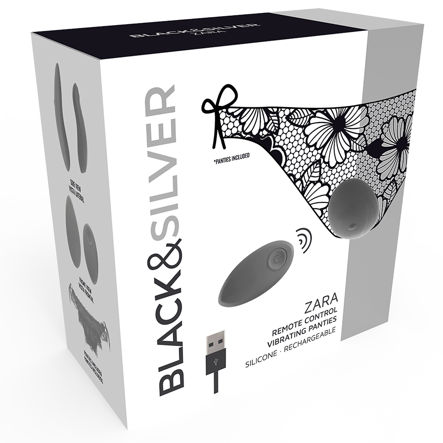 Black Silver Zara Remote Control Stimulator With Free Panty - 3