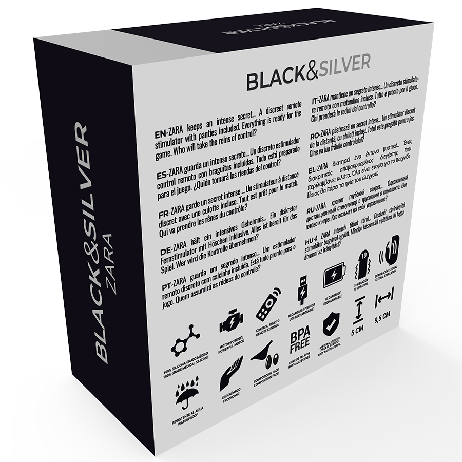 Black Silver Zara Remote Control Stimulator With Free Panty - 5
