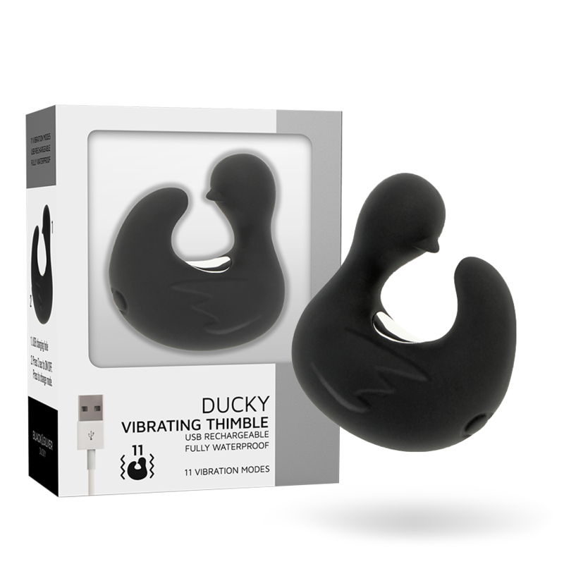 Black Silver Duckymania Rechargeable Silicone Stimulating Thimble - 2