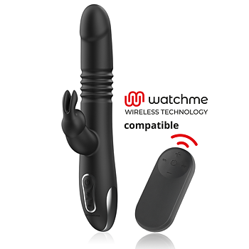Black Silver Kenji UP Down Rabbit Vibrator Watchme Remote Control