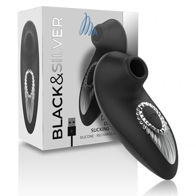 Black Silver Drake Deluxe Sucking Vibe Rechargeable Silicone - 2