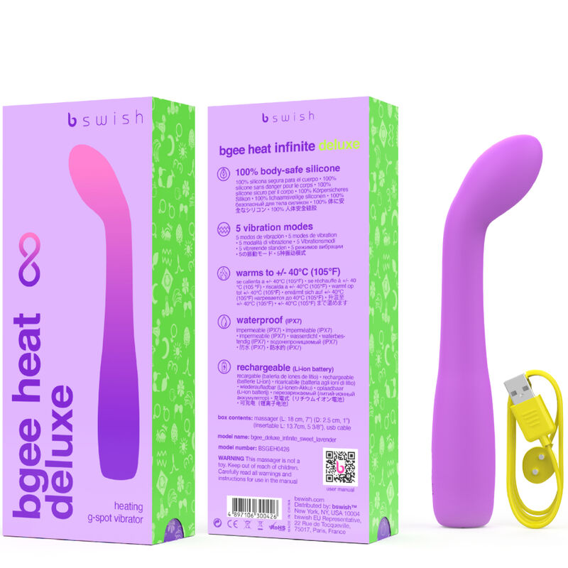 Swish Bgee Heat Infinite Deluxe Rechargeable Vibrator Lavender Silicone - 3