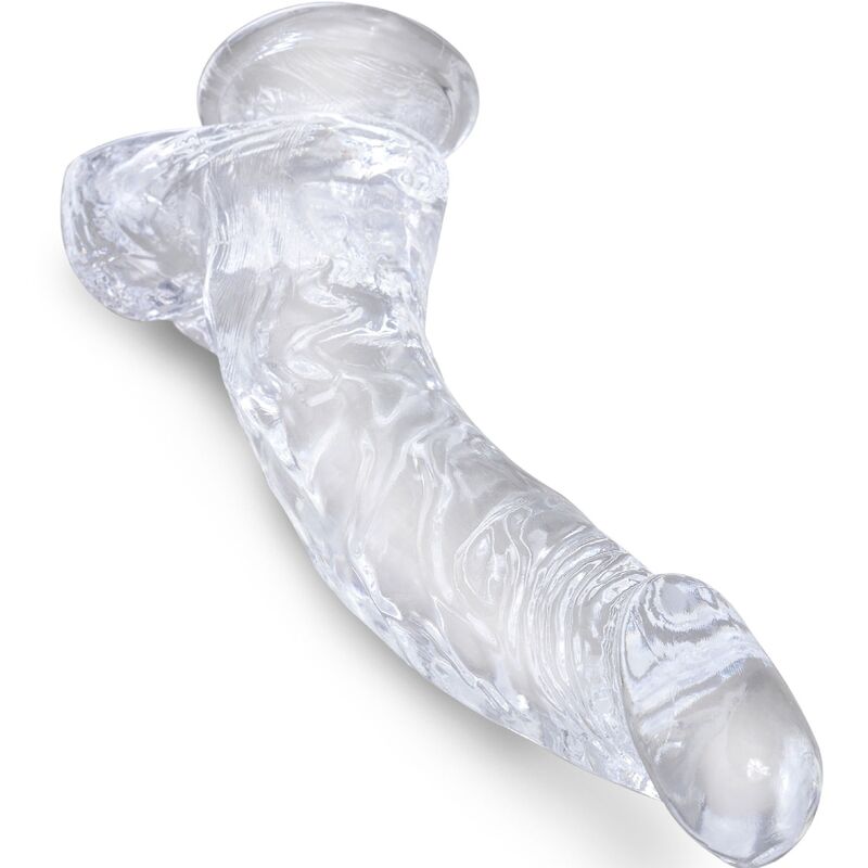 King Cock Clear Realistic Curved Penis With Balls 16 5 CM Transparent - 2