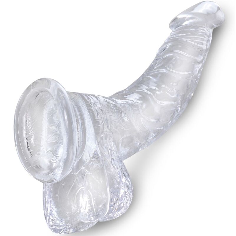 King Cock Clear Realistic Curved Penis With Balls 16 5 CM Transparent - 3