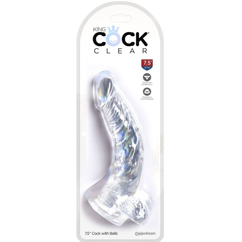 King Cock Clear Realistic Curved Penis With Balls 16 5 CM Transparent - 4