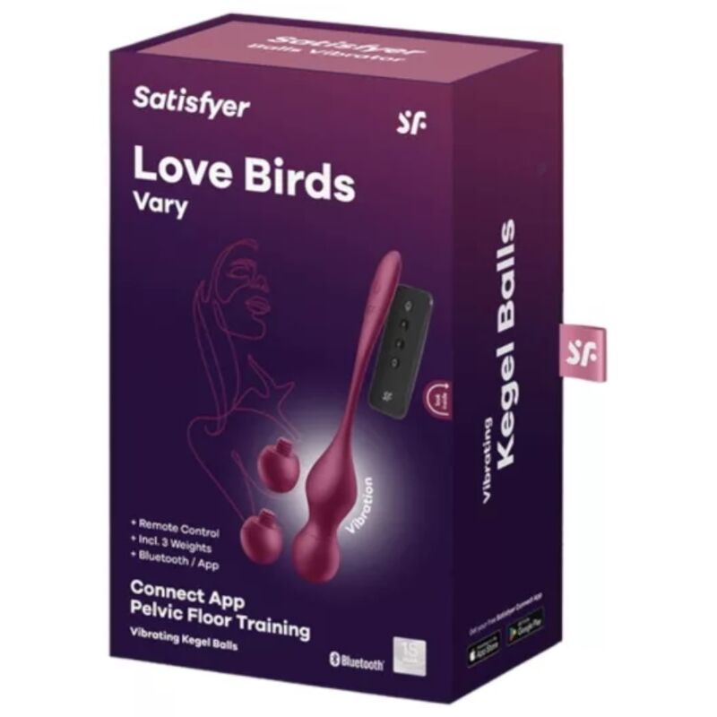 Satisfyer Vibrator Love Birds Vary Vibrating Balls Free APP Wine - 5