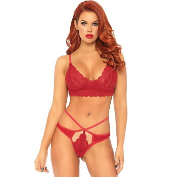Leg Avenue 2 Pieces Set Lace Bralette And Thong