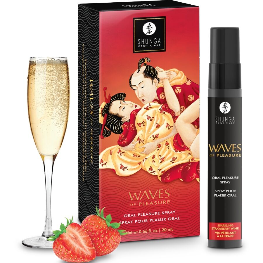 Shunga Aphrodisiacs Waves Pleasure Spray Oral Seductive Strawberry 20 Ml