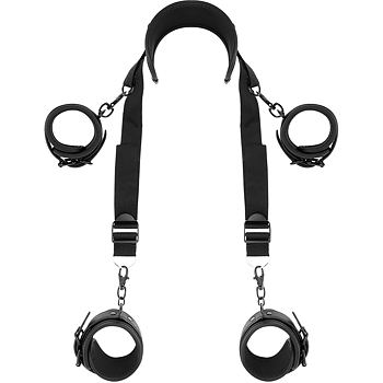 Fetish Submissive Bondage Master Position With 4 Noprene Lined Handcuffs