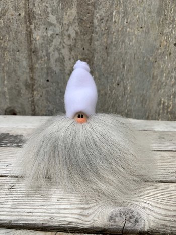 Mininisse 10 cm Vit Mössa Grått Skägg Islandsfår