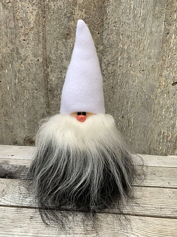Skäggtomte 20 cm Vit Mössa Islandsfår Svartvitt Skägg