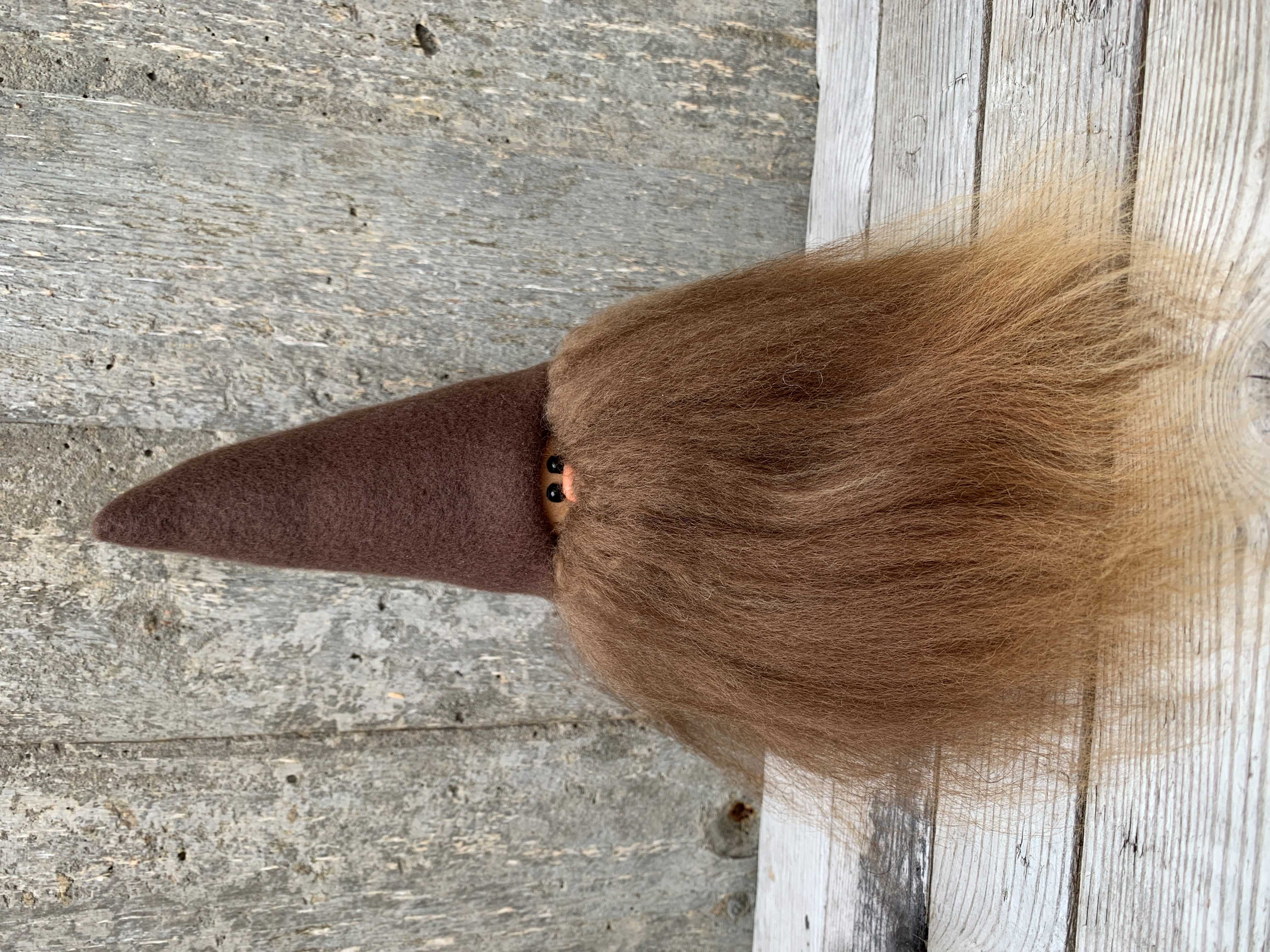 Skäggtomte 20 cm Brun Mössa Islandsfår Brunt Skägg