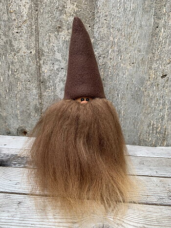 Skäggtomte 20 cm Brun Mössa Islandsfår Brunt Skägg
