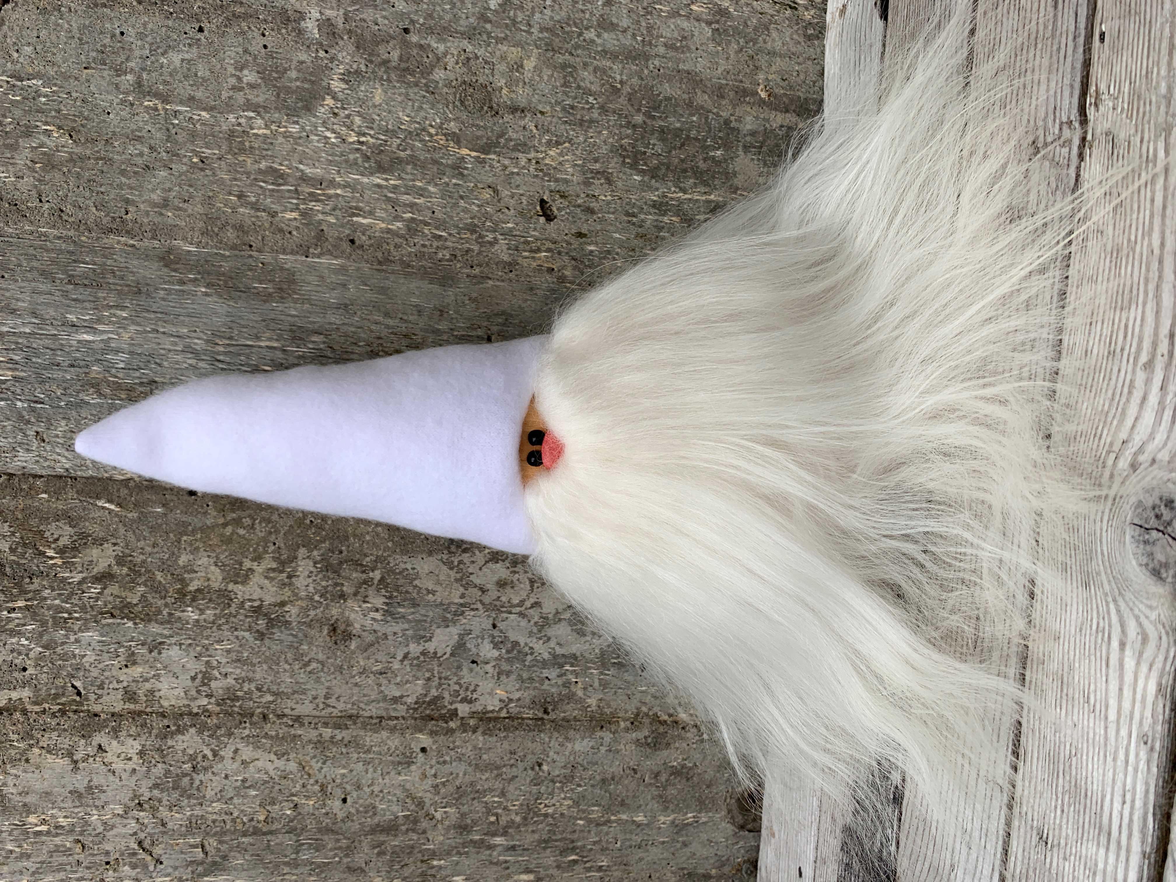 Stor Skäggtomte 30 cm Vit Mössa Islandsfår Vitt Skägg