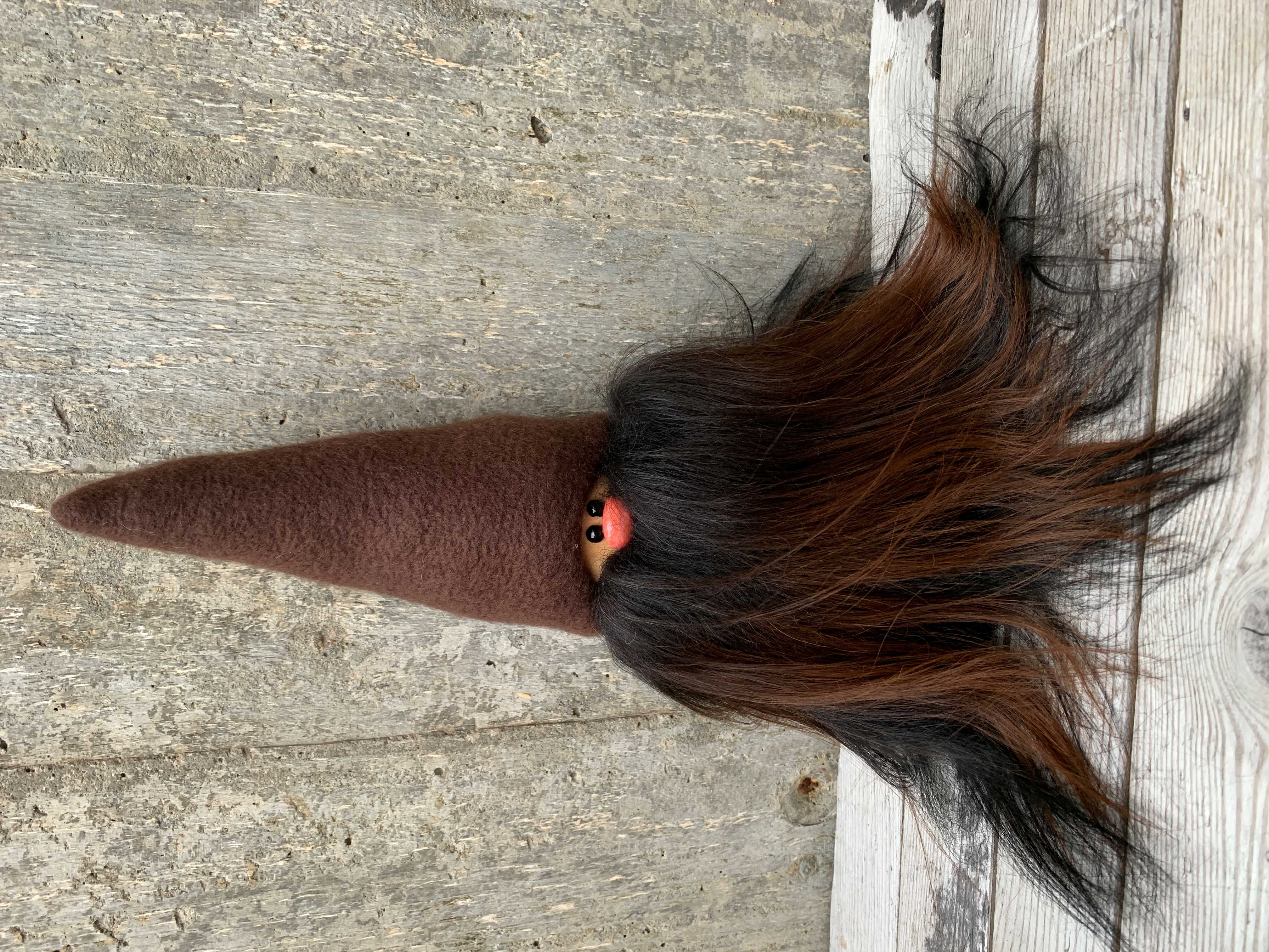 Stor Skäggtomte 30 cm Brun Mössa Islandsfår Ombre Skägg