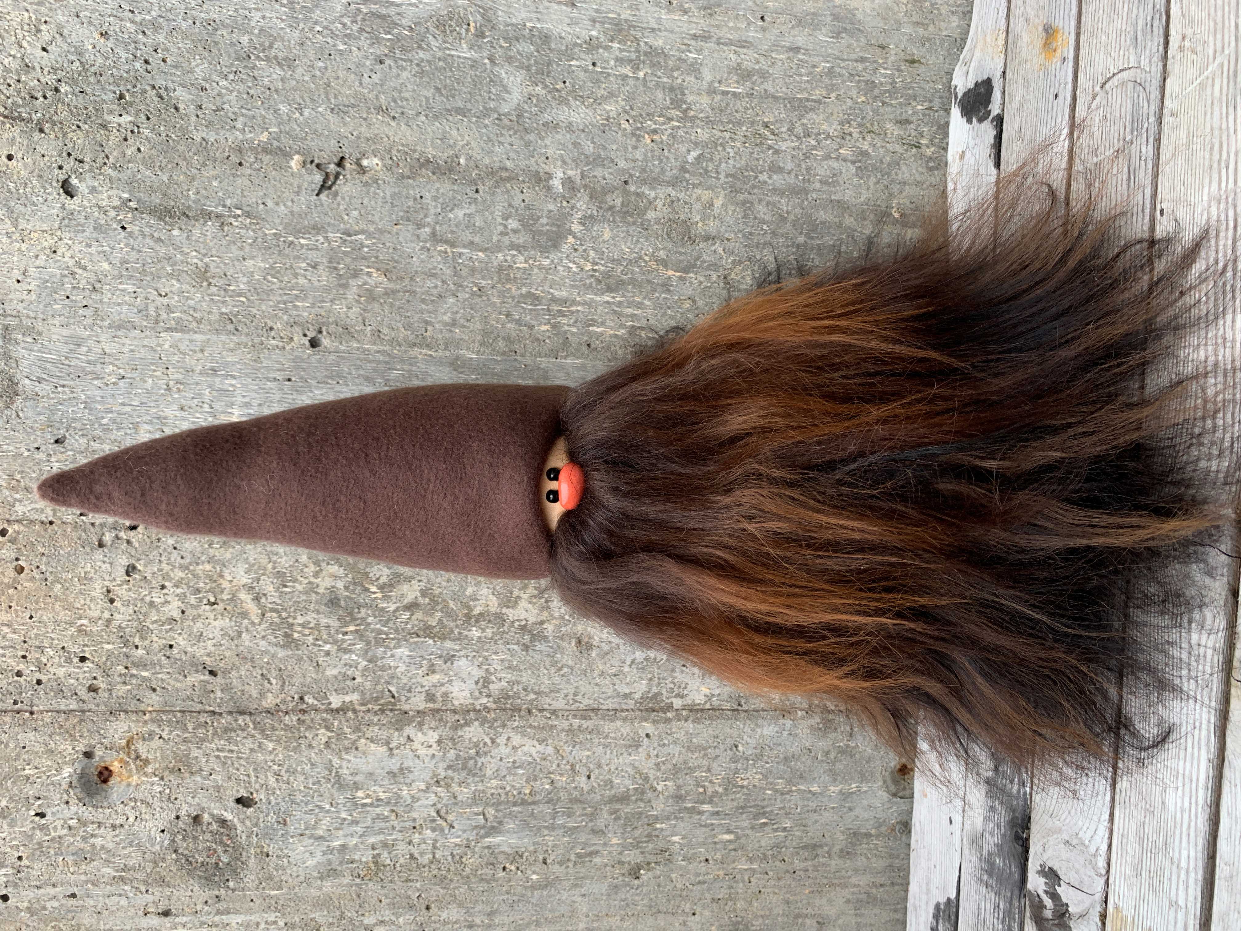 Jätteskäggtomte 45 cm Brun Mössa Islandsfår Ombre Skägg