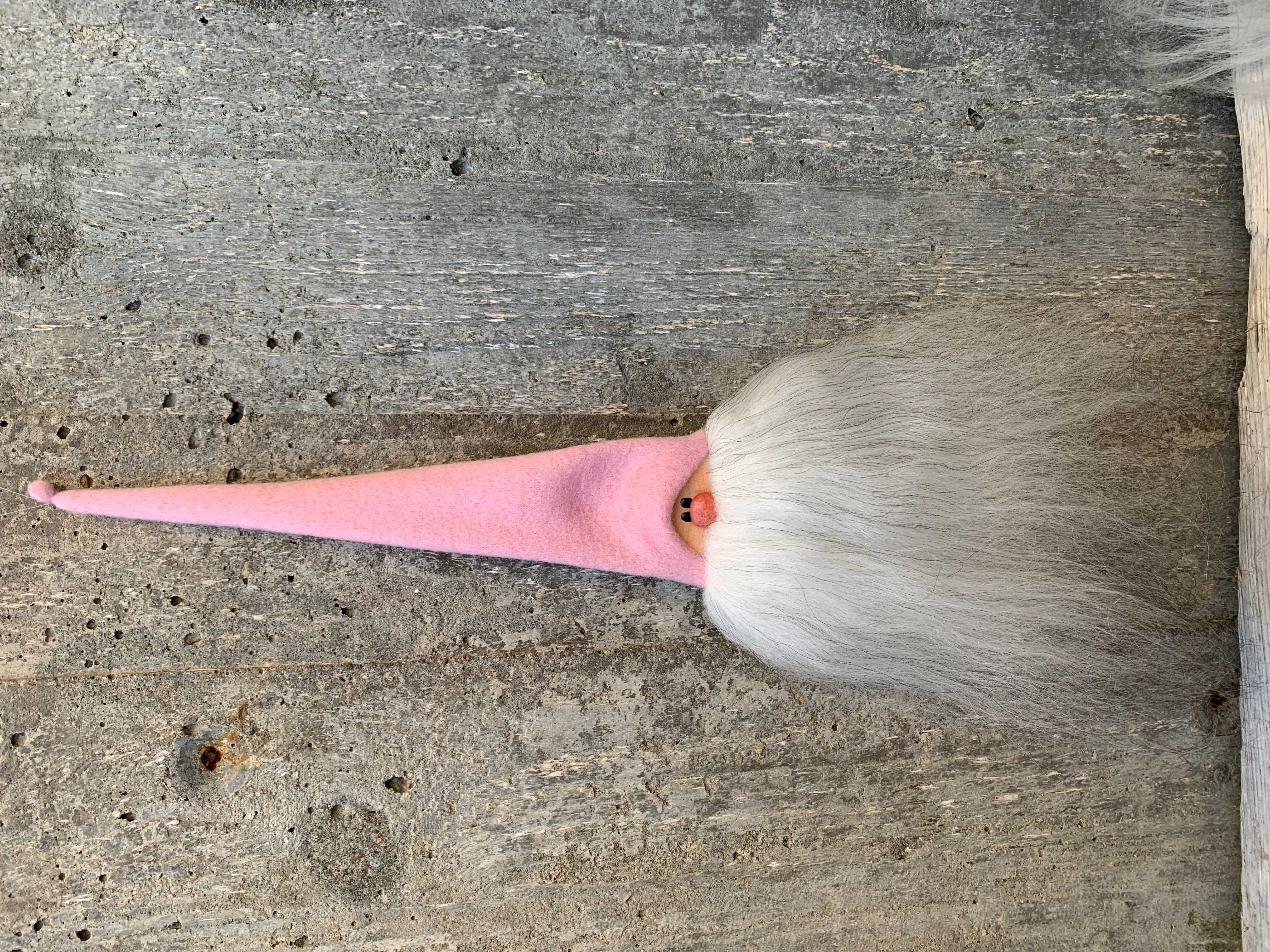 Liten Hängtomte Rosa Mössa Grått Skägg Islandsfår